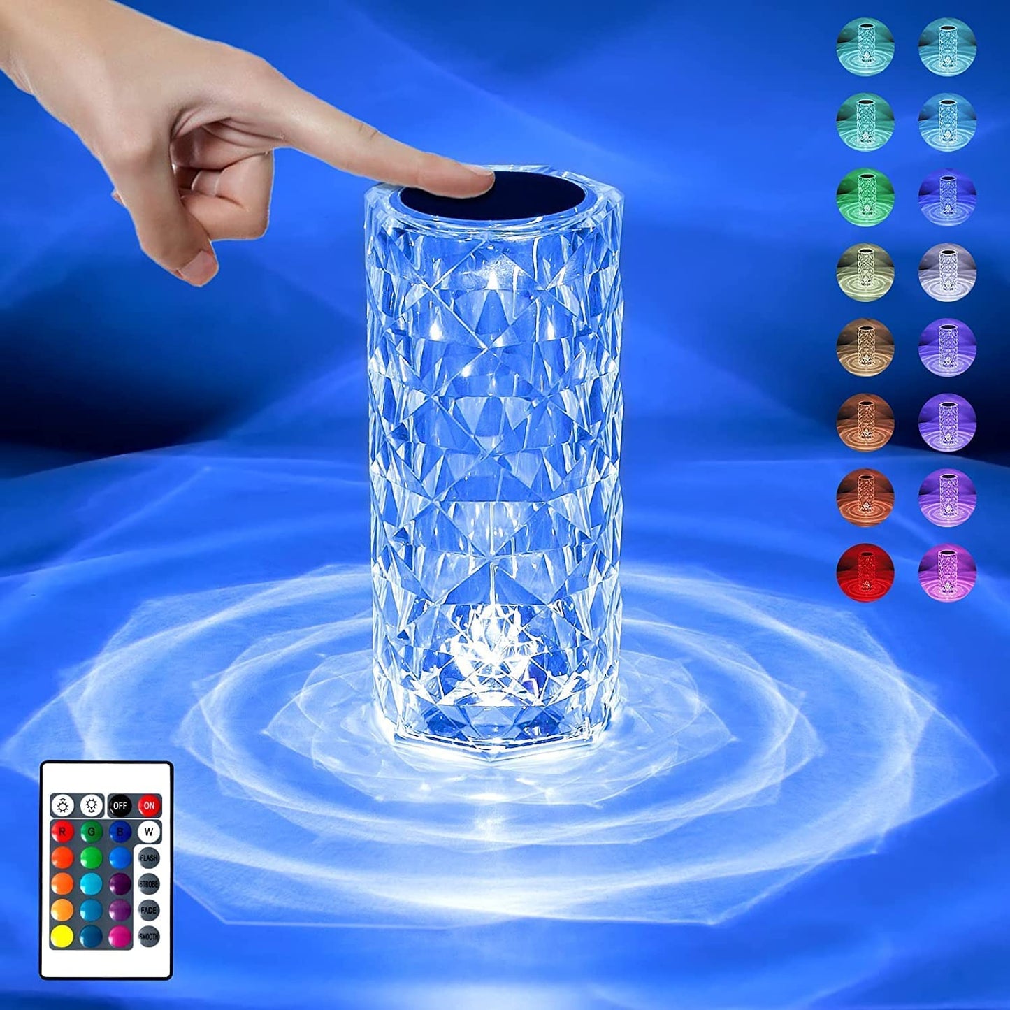 Rose Diamond Table Lamp, 16 Colors RGB with Touch with Remote Control.