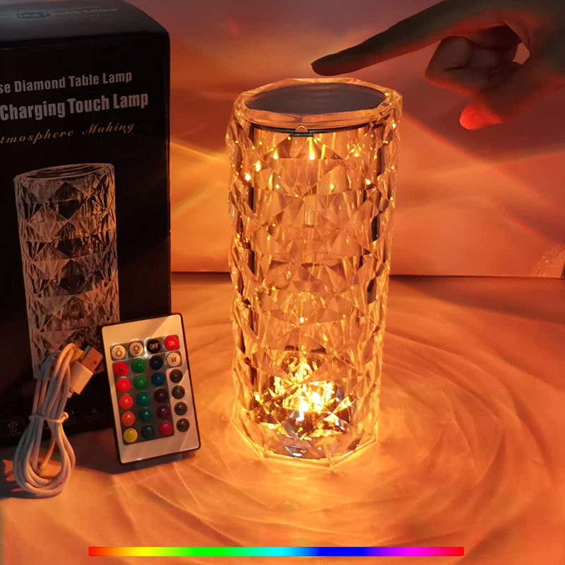 Rose Diamond Table Lamp, 16 Colors RGB with Touch with Remote Control.