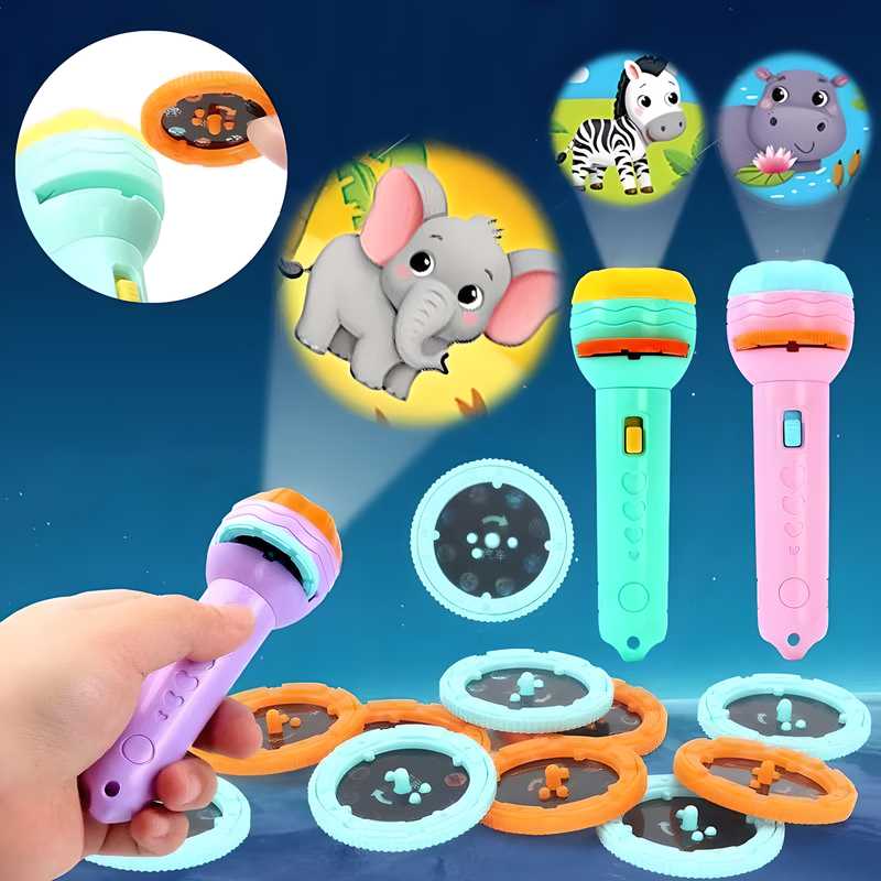 Slide Flashlight Torch Education Learning Kids Toy with 24 Diffrent Patterns